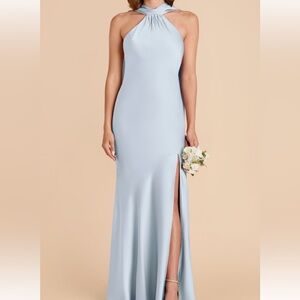 Birdy Grey Eileen Matte Satin Dress in Blue Size Medium